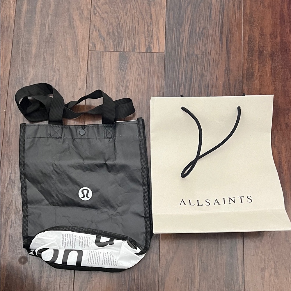 Lululemon Black Tote Bag and All saints paper bag